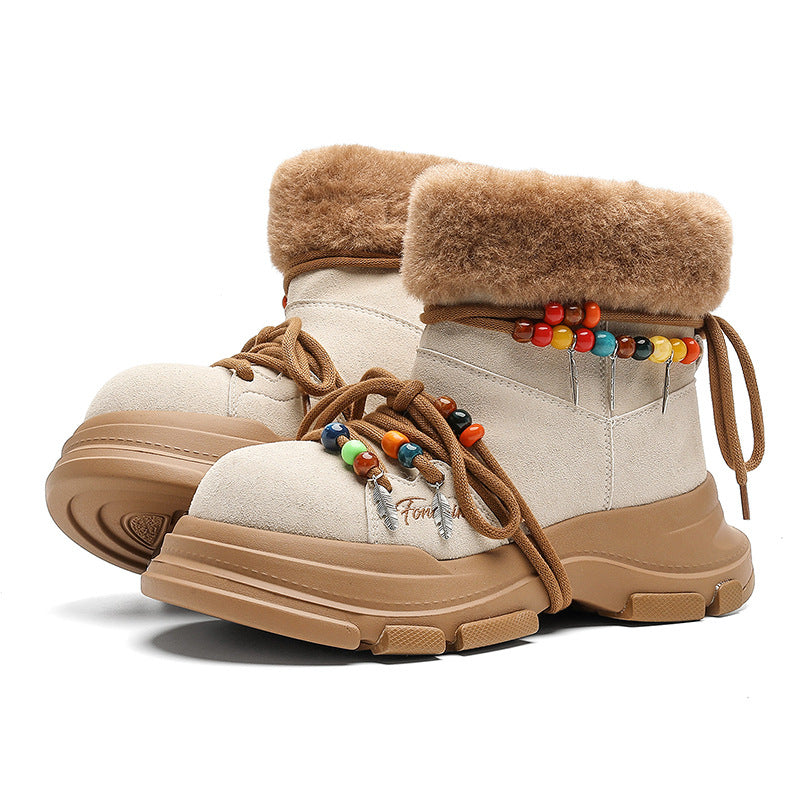Regular Thick-Soled Bear Plush Winter Snow Boots