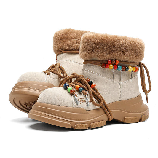 Regular Thick-Soled Bear Plush Winter Snow Boots