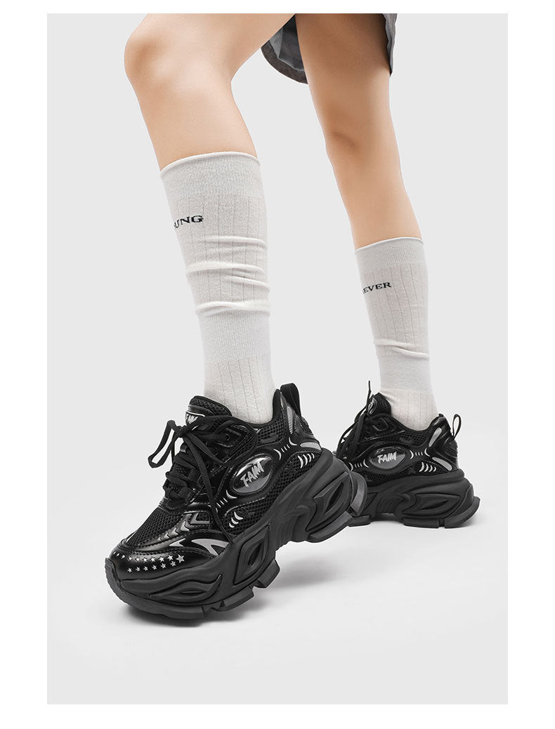 New Liquid Silver Red Dad Shoes