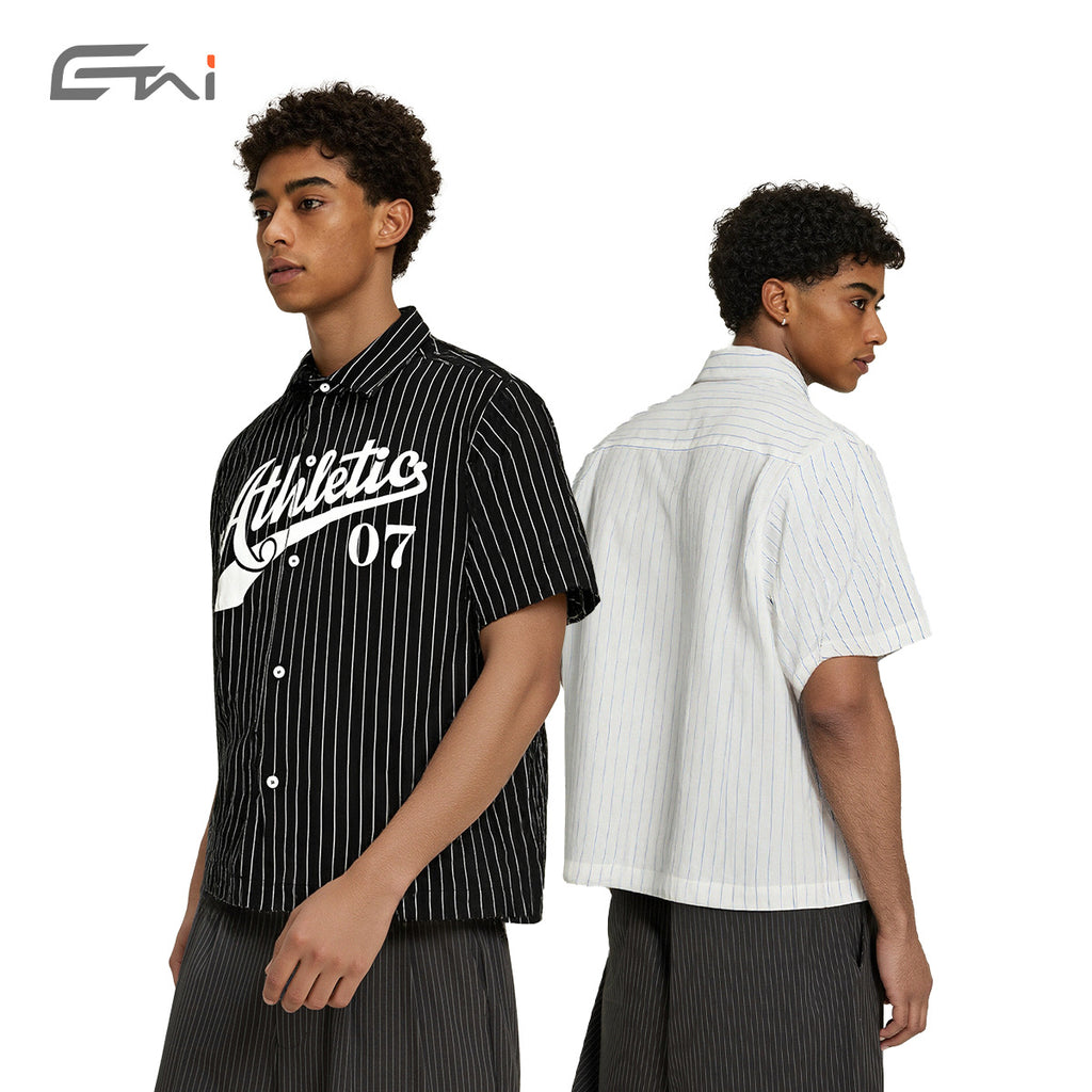 Men's Wear | Trendy Boxy Striped Short-Sleeve Shirt for Men, Summer Casual High-Quality Baseball Jersey 126