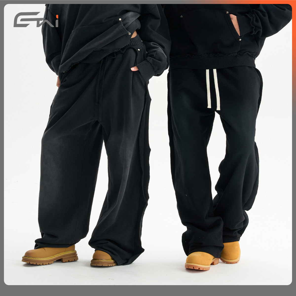 Men's Clothing | Teen Loose Straight Leg Distressed Trousers Men's Trendy Bottoms Frayed Hem Washed Men's Casual Pants 121