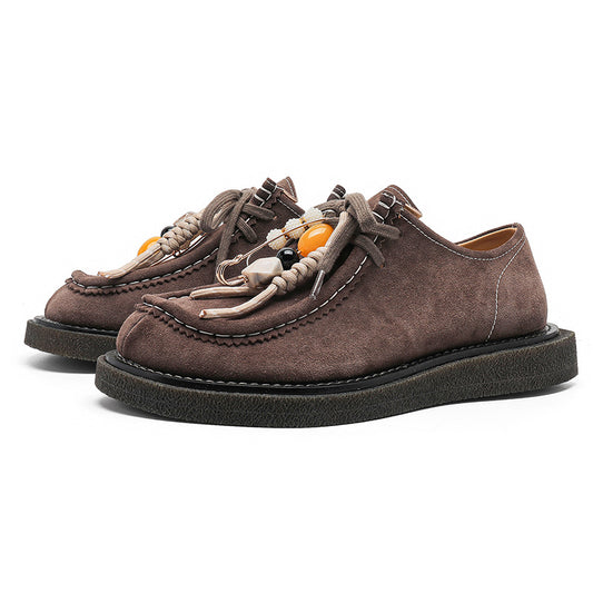 Casual Fashion Retro Square-Toe Kangaroo Versatile Loafers