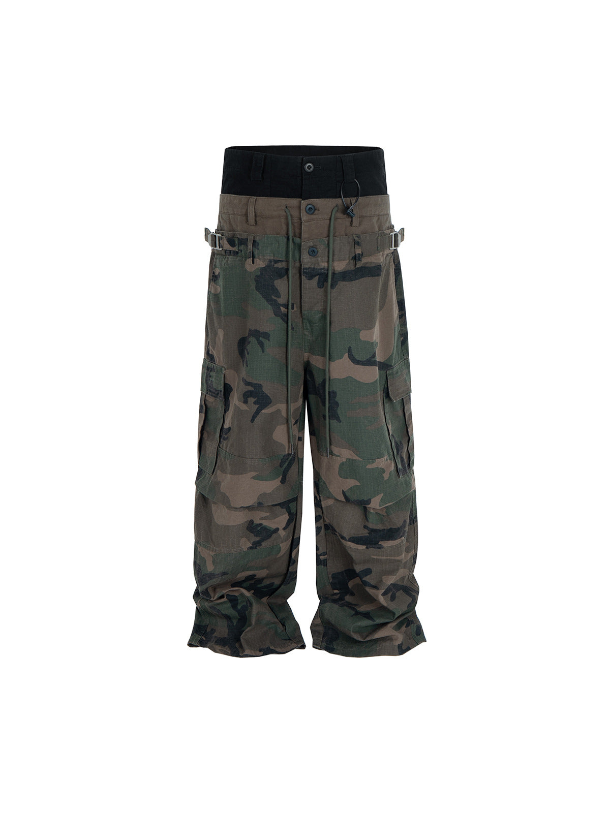 MIJKO Men's and Women's Triple-Waist Camouflage Cargo Pants with Buckle Waist Design, Casual Straight Leg Pants, Trendy 152