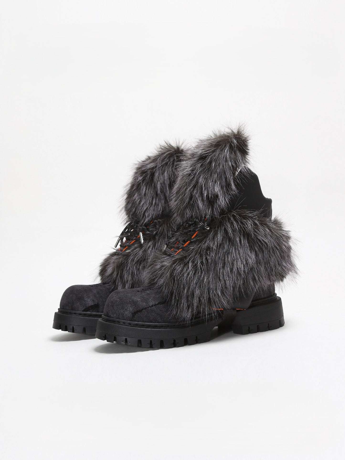 Thick-Soled Martin Boots Washed Denim Work Boots