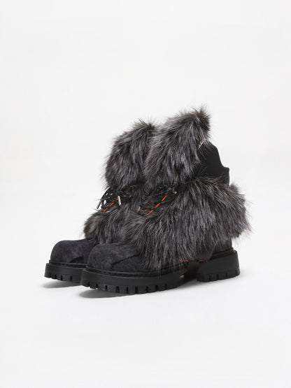 Thick-Soled Martin Boots Washed Denim Work Boots