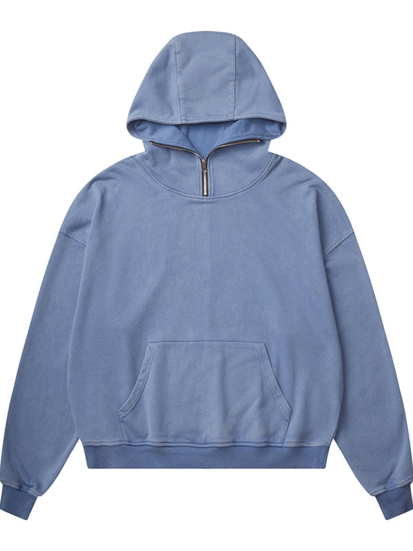 CWHAT High Street Zipper Ice Blue Washed Distressed FAR ARCHIVE Style Hoodie/Men's Base Layer 144