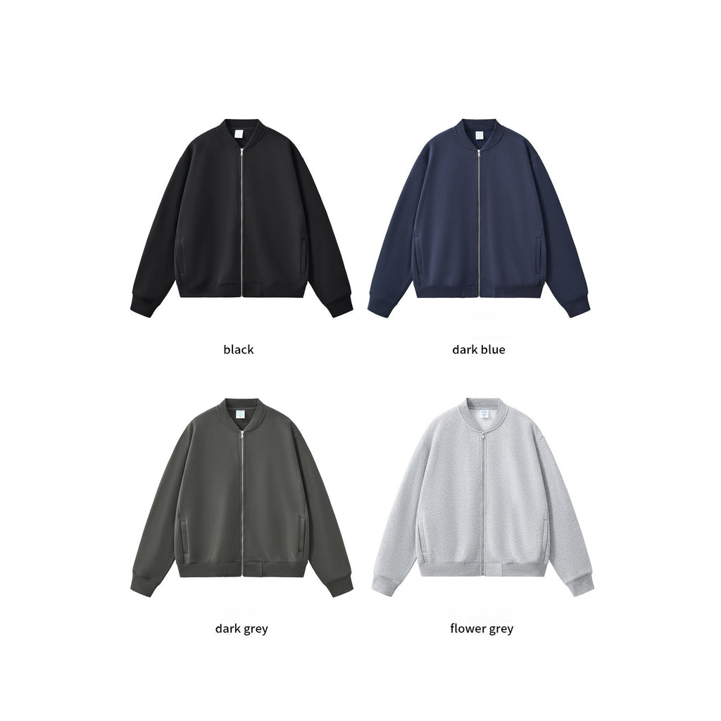 RS Men's Clothing | Cross-border Old Money Style Baseball Jacket Clean Fit Fleece 350G American Zipper Jacket for Men 141