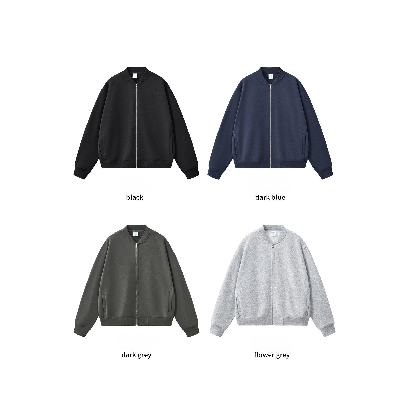 RS Men's Clothing | Cross-border Old Money Style Baseball Jacket Clean Fit Fleece 350G American Zipper Jacket for Men 141