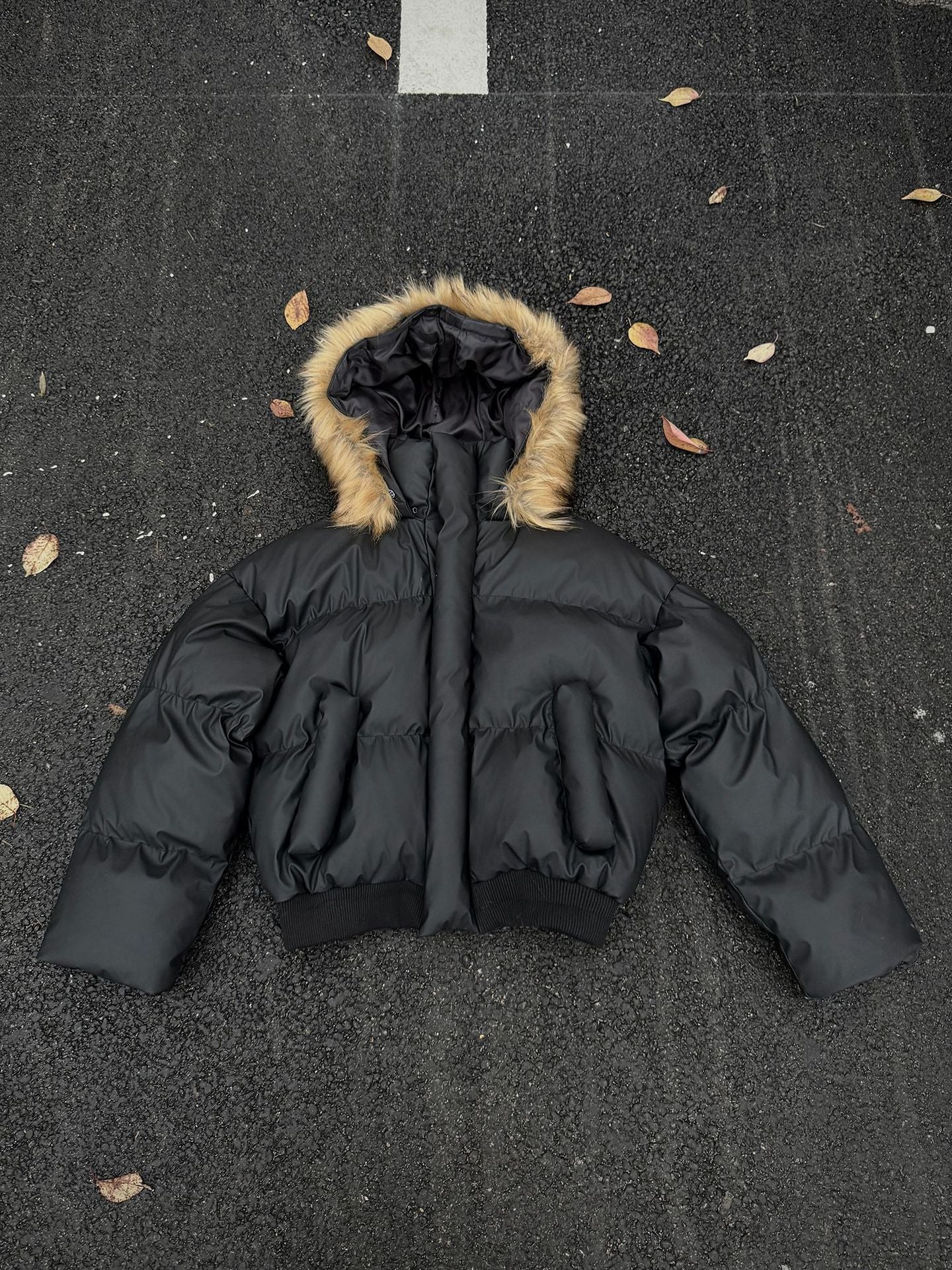 Non-Detachable Fur Collar Hooded High-End Cotton Coat for Men, Thickened Cotton Jacket, High-End Warm Pu Leather Cotton-Padded Jacket, Puffer Jacket 160