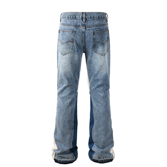 Light Blue Tri-Panel Blocked Micro-Flared Jeans - Back View - FlipFit