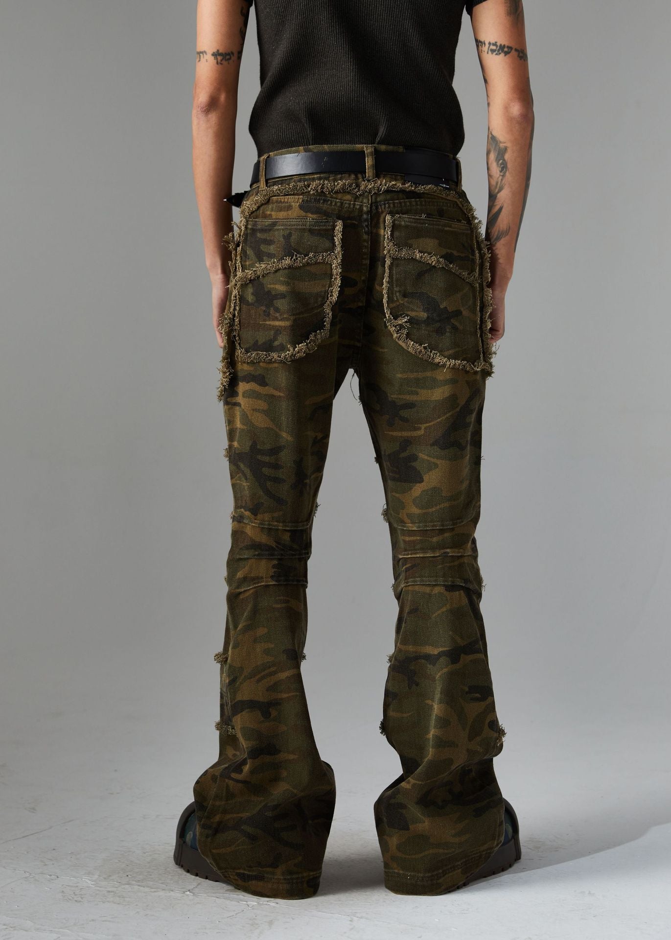 Spring New Arrival American Retro Street Style Washed Loose Fit Camouflage Jeans 168