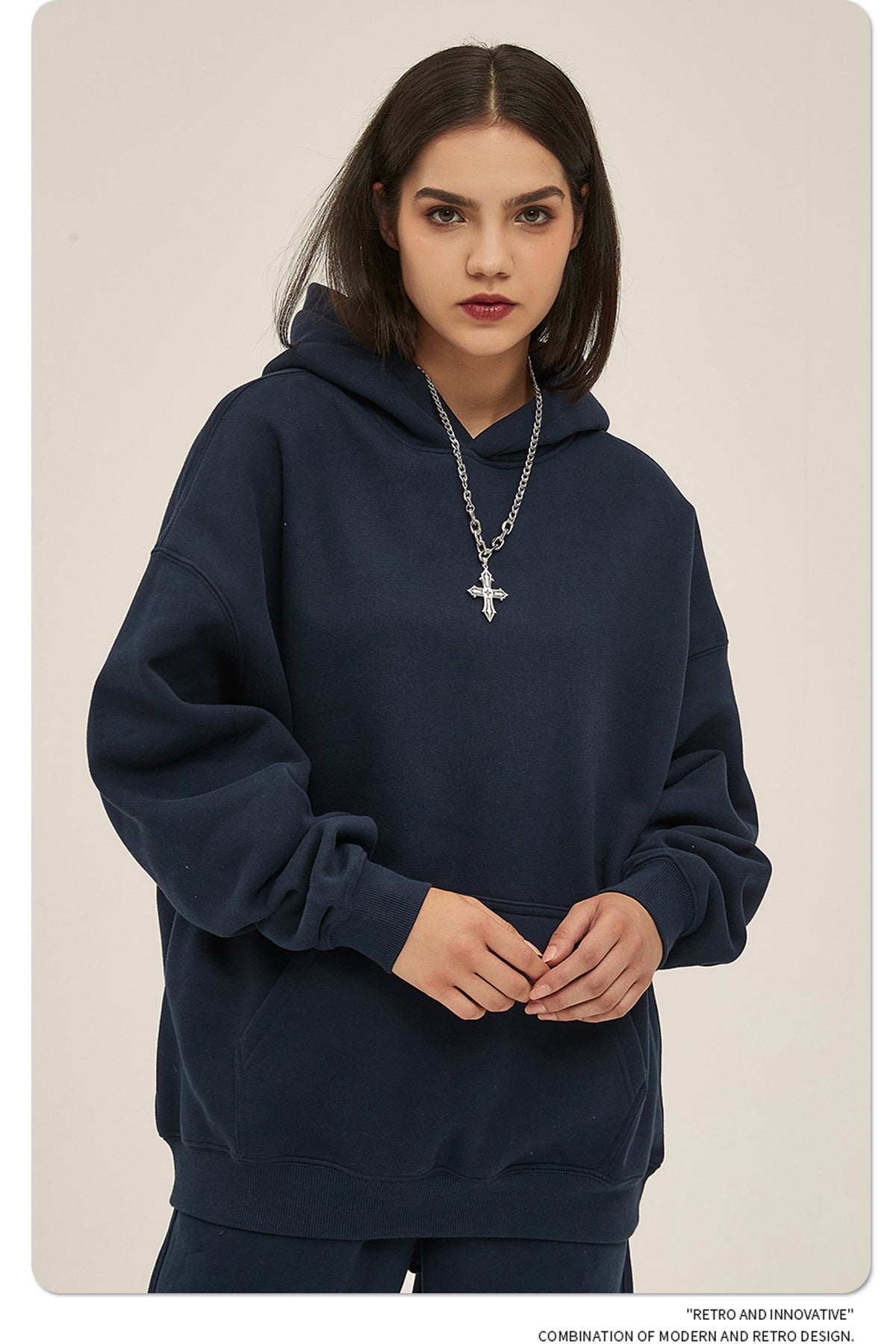 2025 Autumn/Winter New Arrival: Oversized Fleece-Lined Trendy Men's Hoodie and Pants Set 132