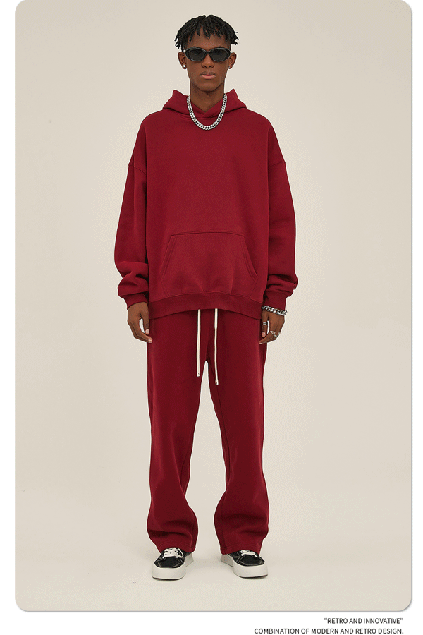 2025 Autumn/Winter New Arrival: Oversized Fleece-Lined Trendy Men's Hoodie and Pants Set 132