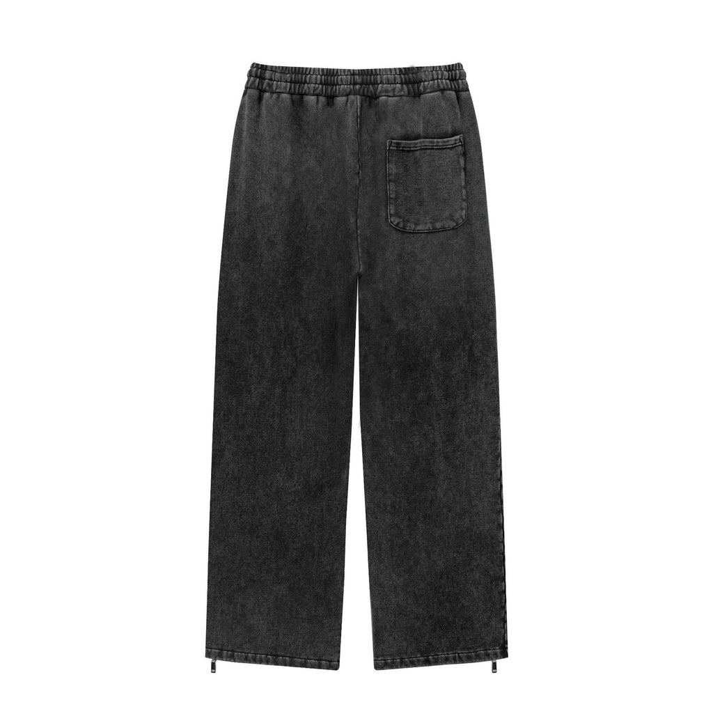 Autumn Street Style American Sporty Straight Leg Pants, Washed Striped Webbing Zipper Long Pants, Wide Leg Sweatpants for Men 105