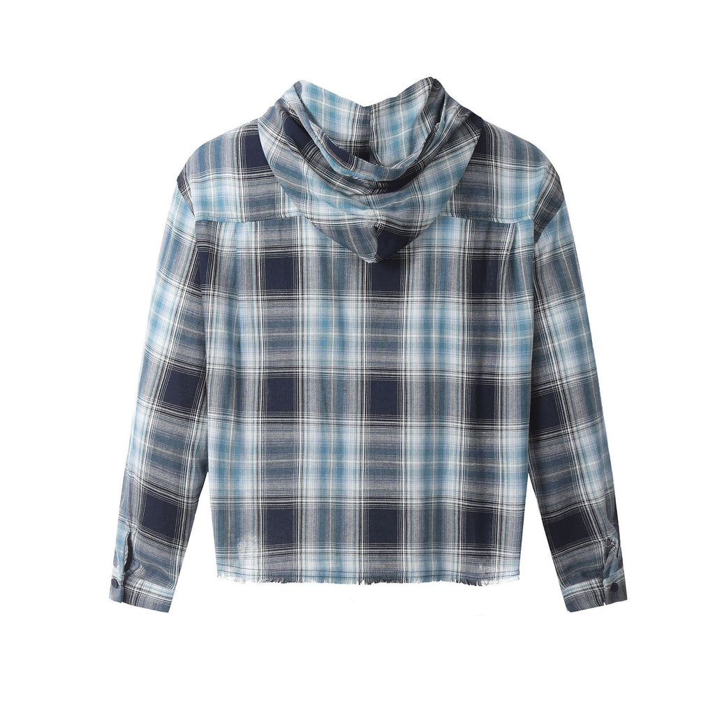 European and American High Street Vintage Craft Plaid Design Flannel Button Long Sleeve Shirt