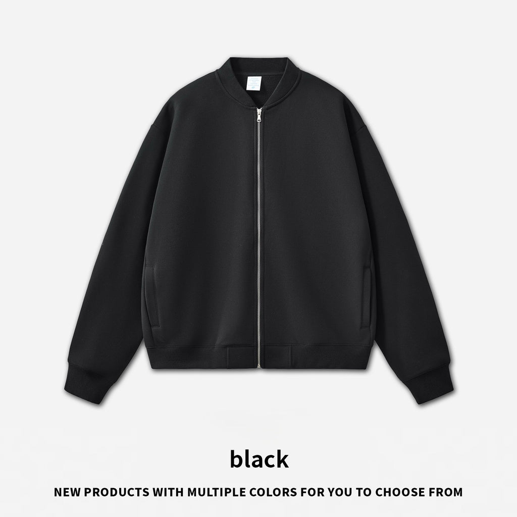 RS Men's Clothing | Cross-border Old Money Style Baseball Jacket Clean Fit Fleece 350G American Zipper Jacket for Men 141