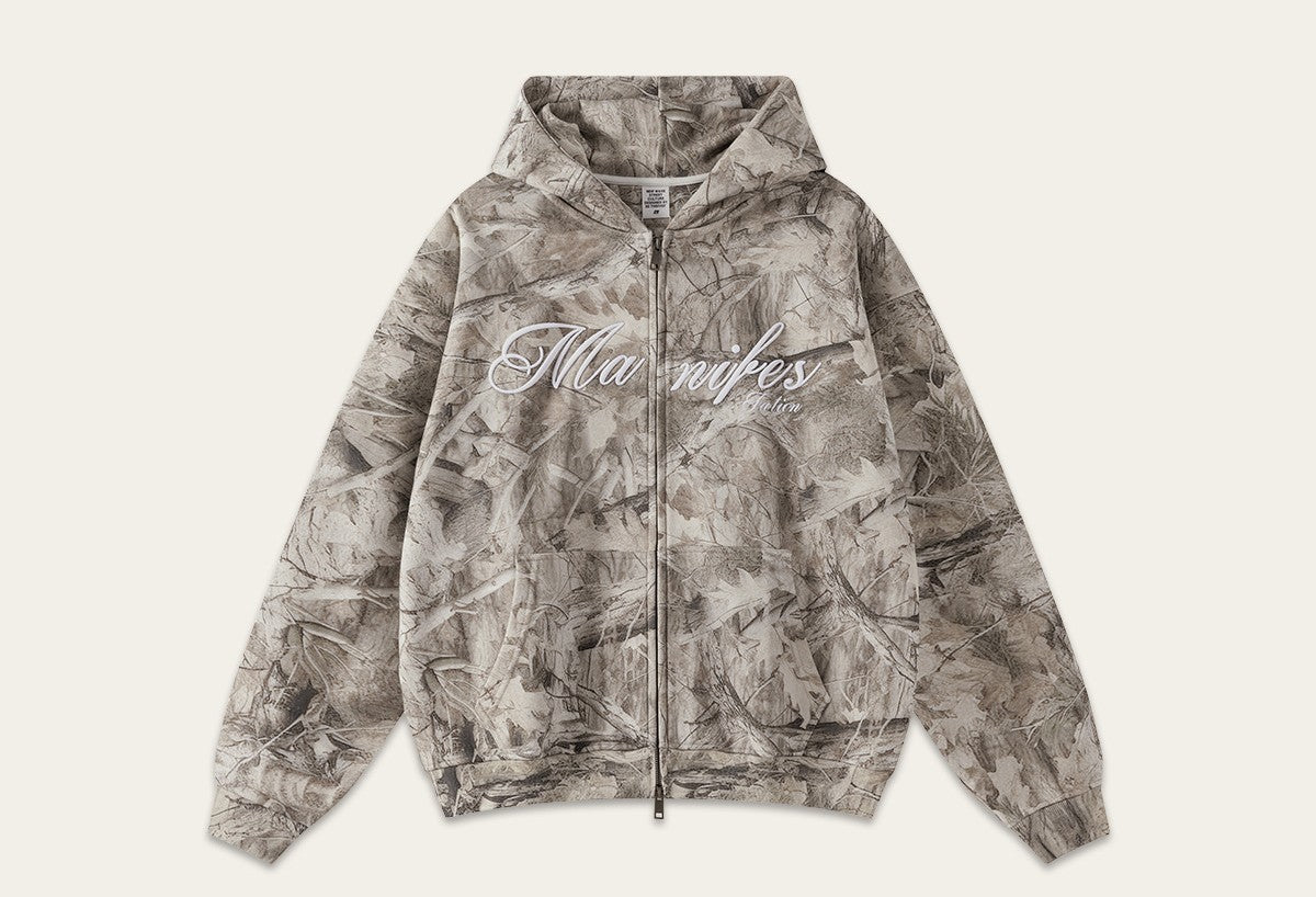 Street Style Chic Winter European and American Style Camouflage Embroidered Fleece-Lined Hoodie Jacket for Men 177