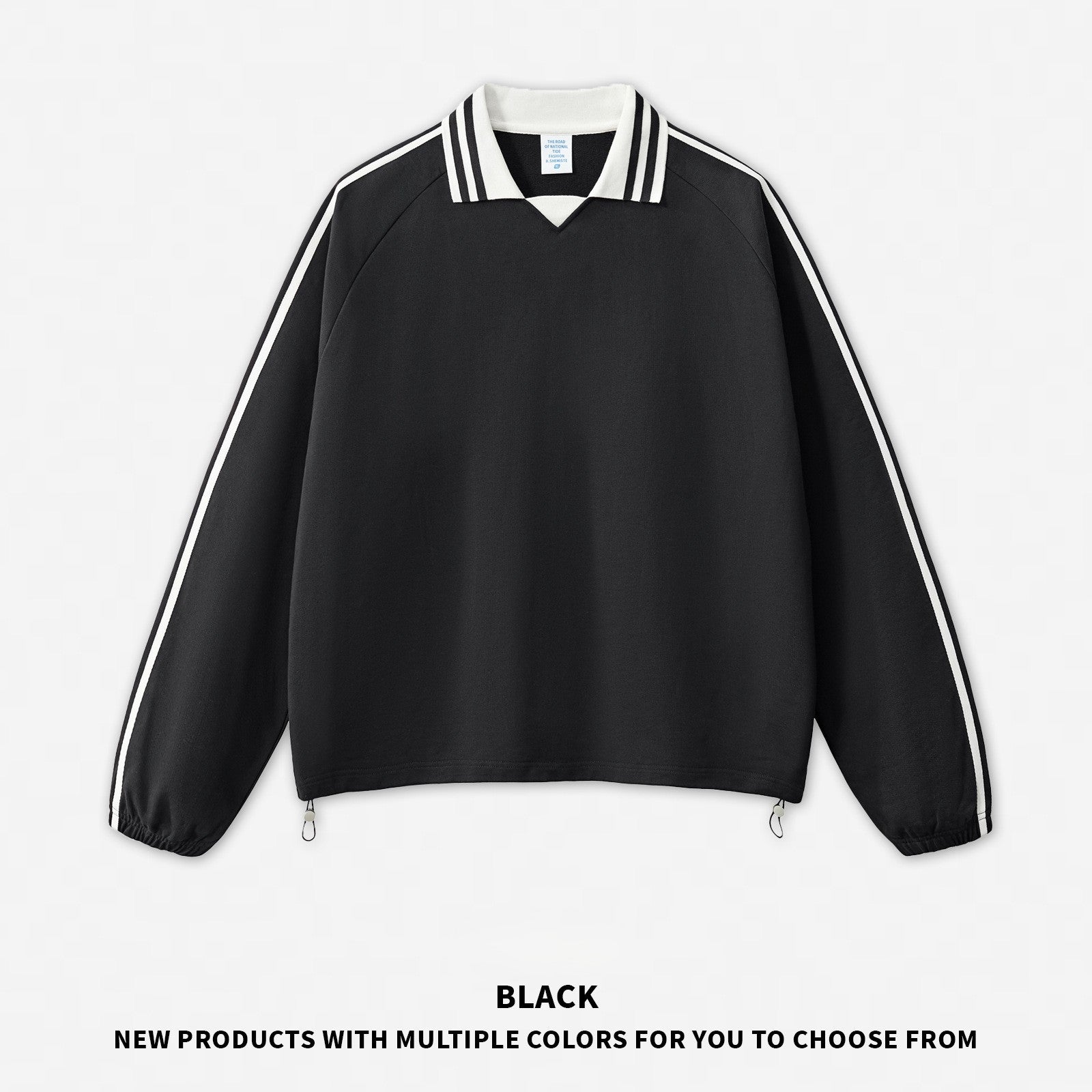 RS Men's Clothing | Cross-border American Striped Pure Cotton Sweatshirt Men's 380G College Style Color Block Turn-down Collar Commuting Men's Sweatshirt 120