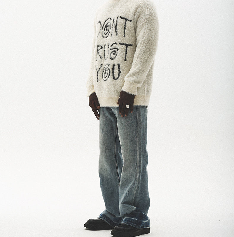 Clearance Sale: UNTILWERICH American Retro Faux Mink Fur Pullover Crew Neck Sweater for Men, Autumn/Winter 142