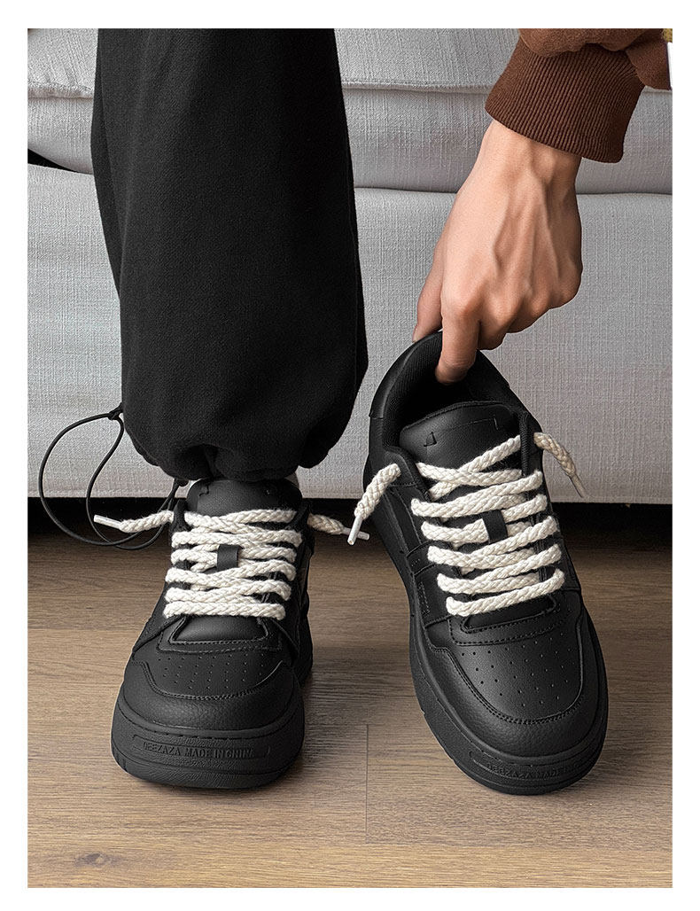 Versatile Thick-Soled White Casual Shoes for Men