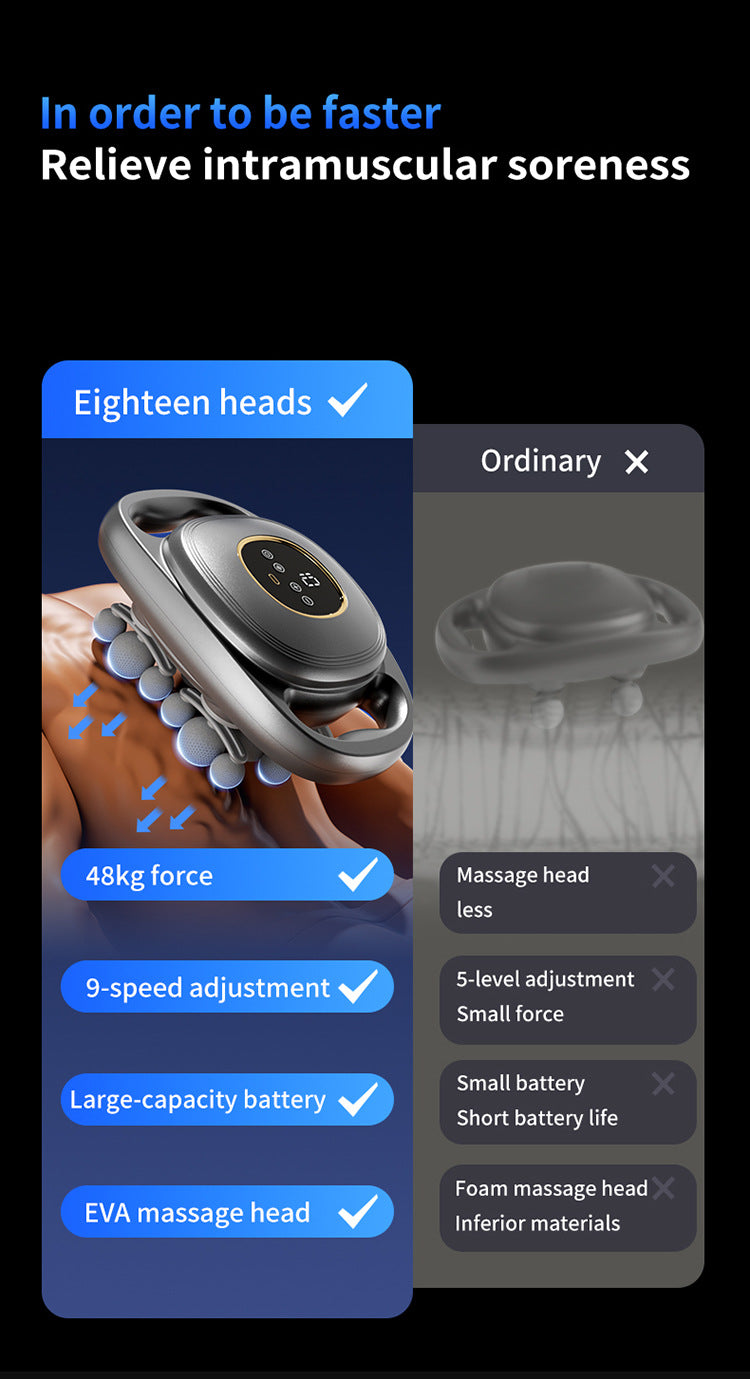 Cross-border multi-head fascia gun for back, waist, and hand vibration muscle massage, rechargeable fascia massager wholesale