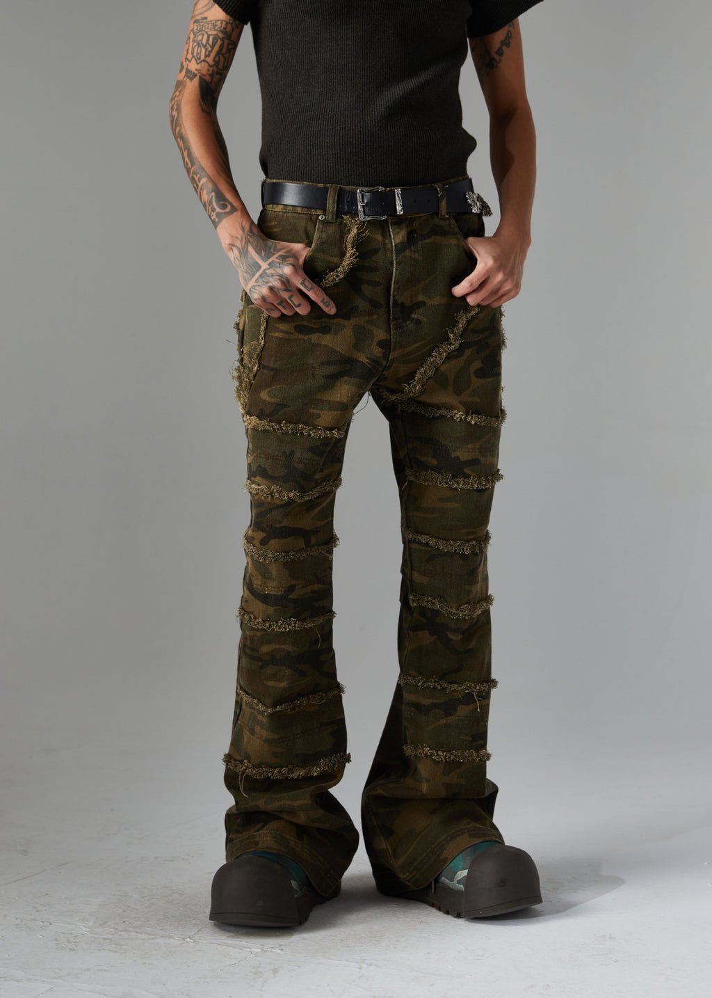 Spring New Arrival American Retro Street Style Washed Loose Fit Camouflage Jeans 168