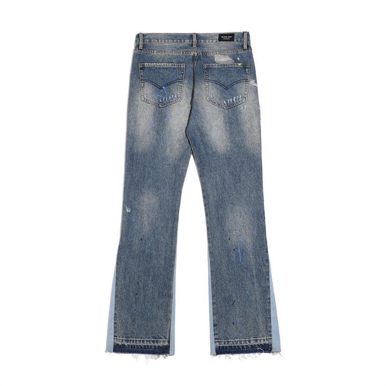 Paint Splatter Distressed Flared Jeans