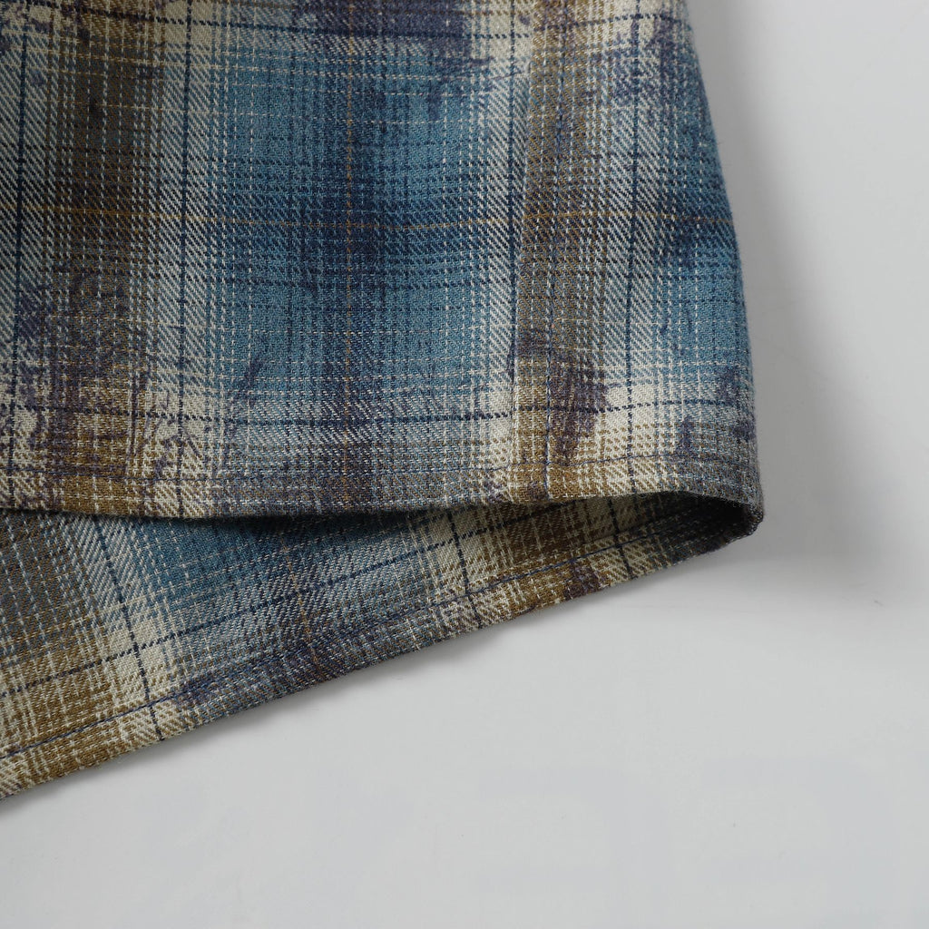 2025 Spring New Arrival: American Retro Street Style Faux Two-Piece Design Long-Sleeved Shirt 166