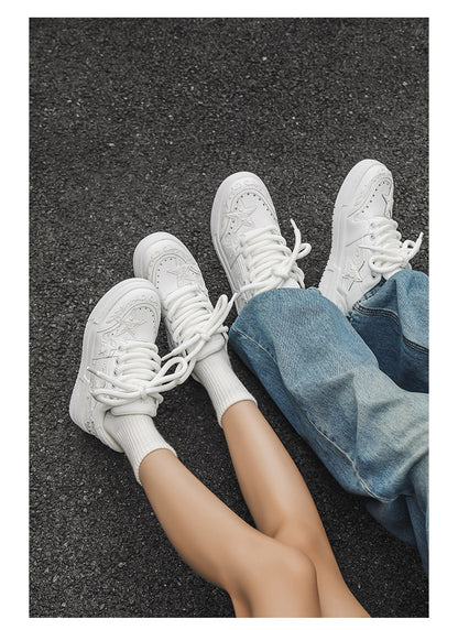 Embossed Star Pure Black Skateboard Shoes