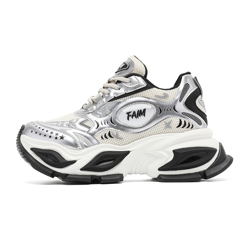 New Liquid Silver Red Dad Shoes