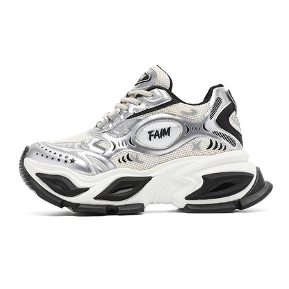 New Liquid Silver Red Dad Shoes