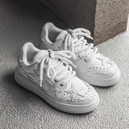 Embossed Star Pure Black Skateboard Shoes