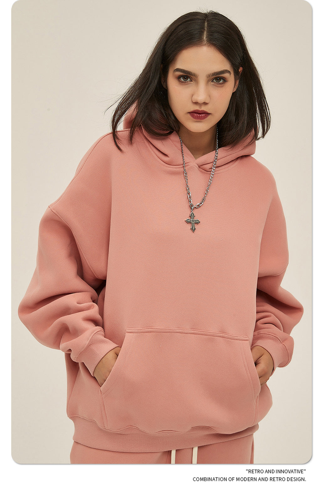 2025 Autumn/Winter New Arrival: Oversized Fleece-Lined Trendy Men's Hoodie and Pants Set 132