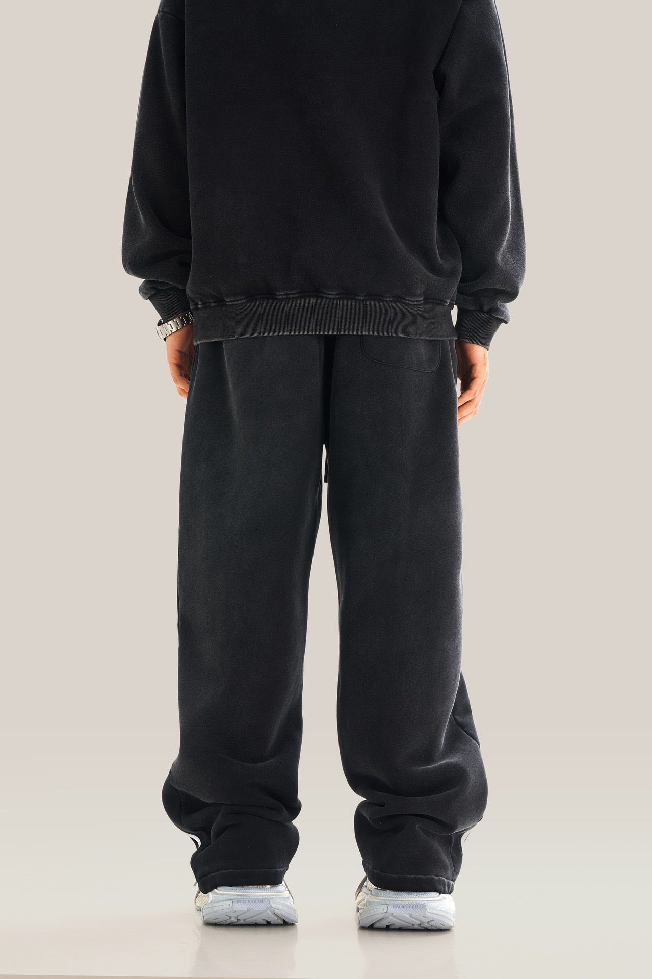 European and American High Street Spray Maliu Color Contrast Ribbon  oversize Sweatpants 108