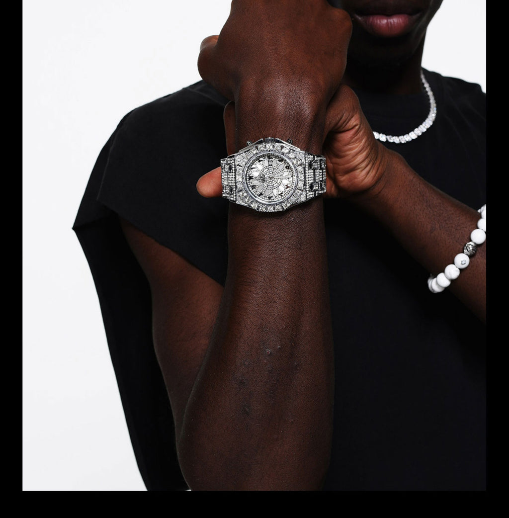 White Kaleidoscope Full Diamond Watch, New Fashionable Couple Watch (24fw)112