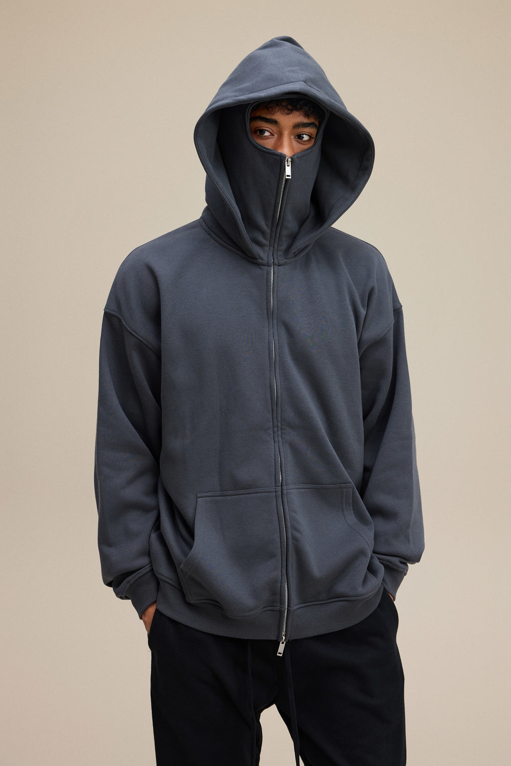 25ss Design Heavyweight Loose Outdoor Windproof Face Mask Hoodie Sweatshirt Fleece Zipper Cardigan Jacket for Men 146