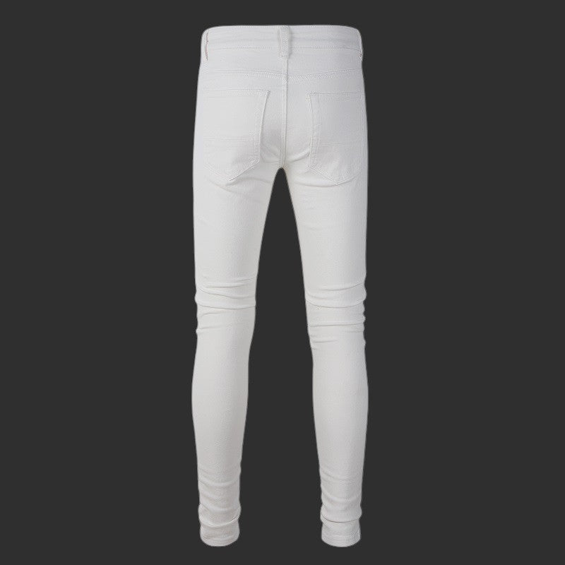 WHITE RHINESTONE DISTRESSED SKINNY JEANS | FLIPFIT