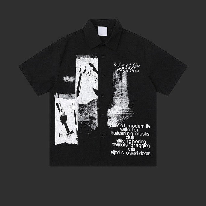 Abstract Collage Print Button-Up Shirt | FlipFit