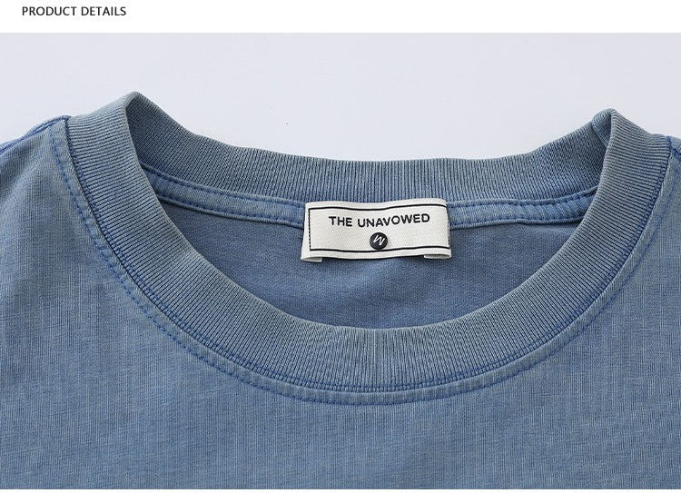 K787 American Retro Old Letter Printed Long-sleeved T-shirt Men's Fake Two-piece Sports Hip-hop Loose Casual Top 154