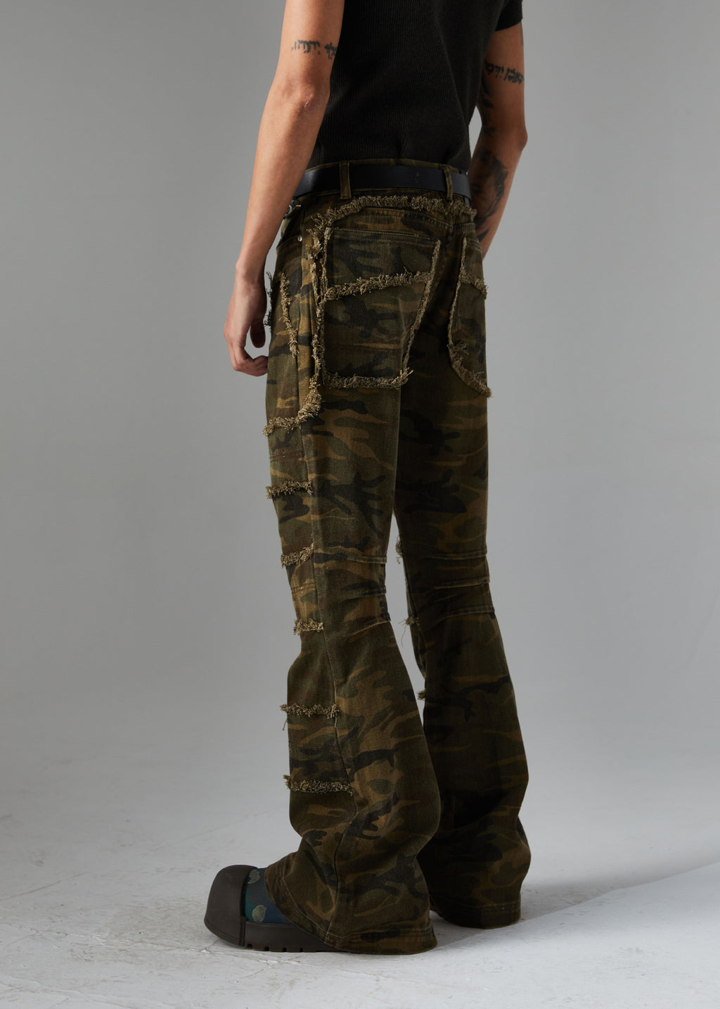 Spring New Arrival American Retro Street Style Washed Loose Fit Camouflage Jeans 168