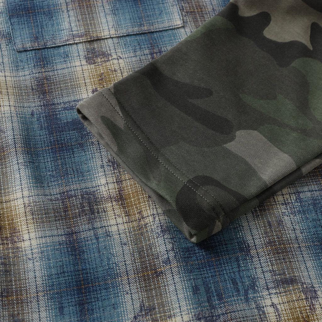 2025 Spring New Arrival: American Retro Street Style Faux Two-Piece Design Long-Sleeved Shirt 166