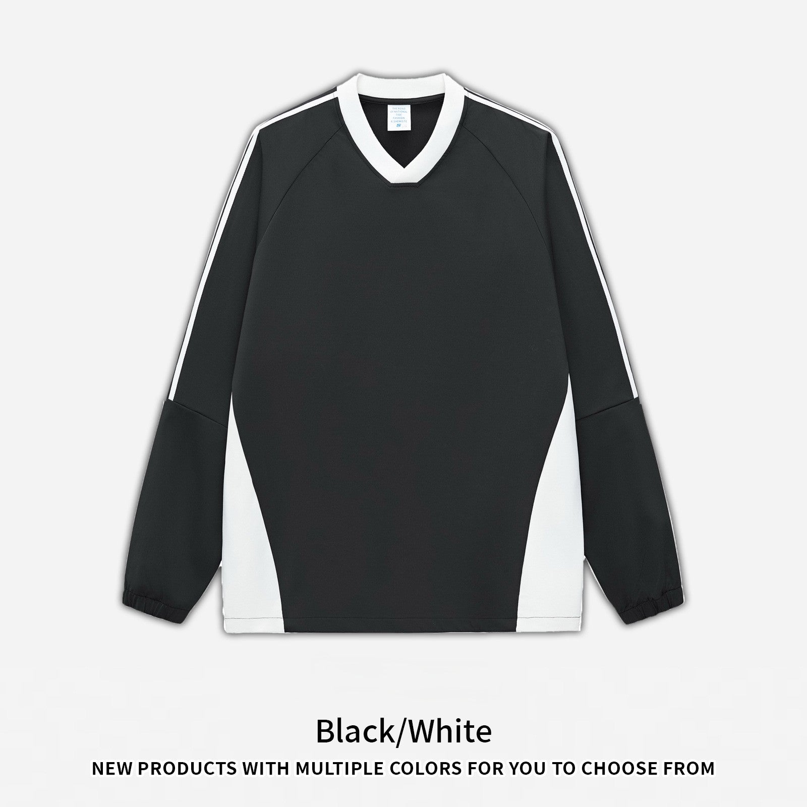 RS Men's Wear | College Style 285G Color Block V-Neck Long-Sleeve T-Shirt, 5A Antibacterial UPF50+ Sun Protection American Style Long-Sleeve T-Shirt 119