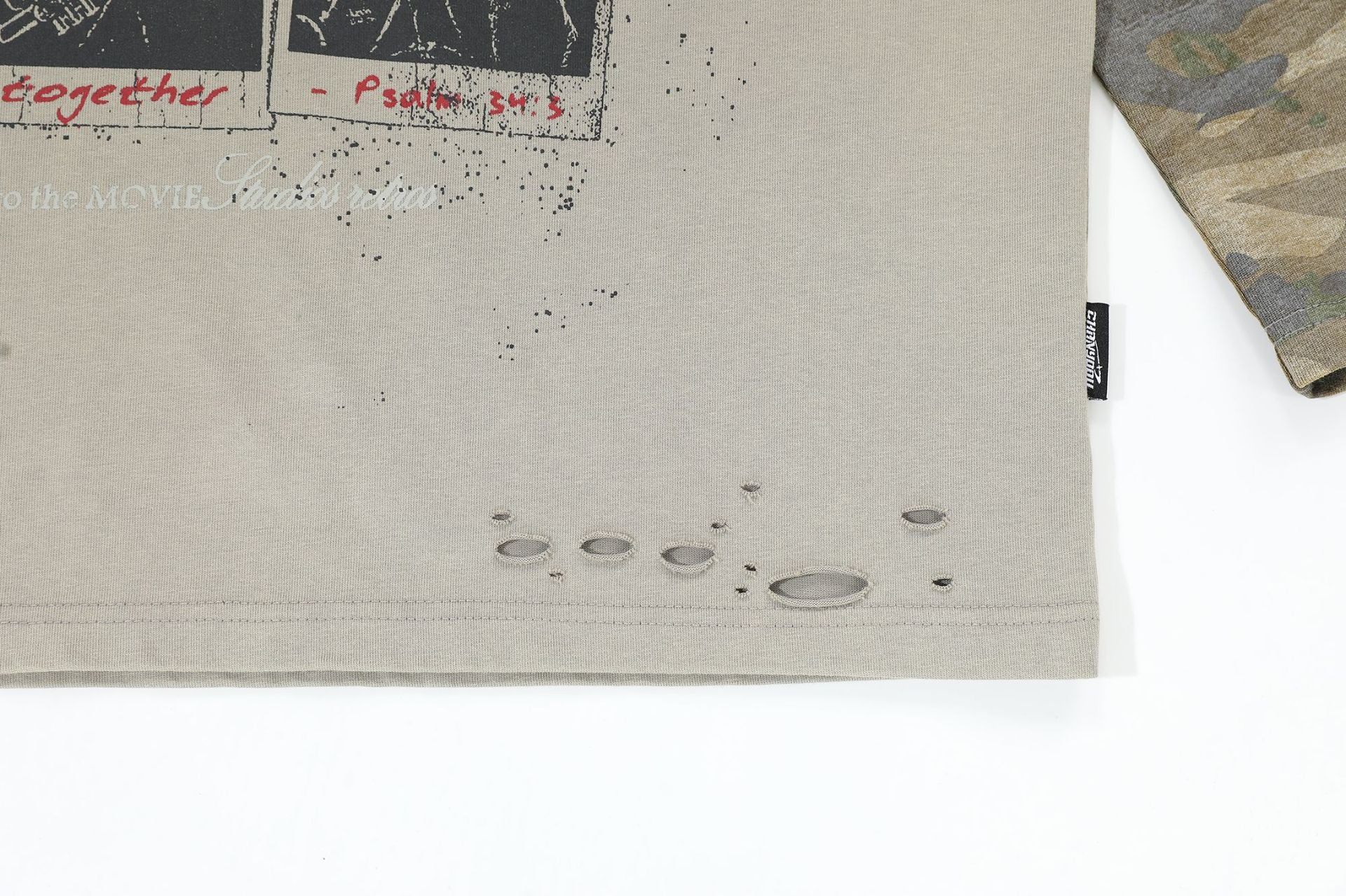 2025 Spring New Arrival: American Retro Street Style Faux Two-Piece Distressed Long-Sleeve T-Shirt (Real Shot) 135