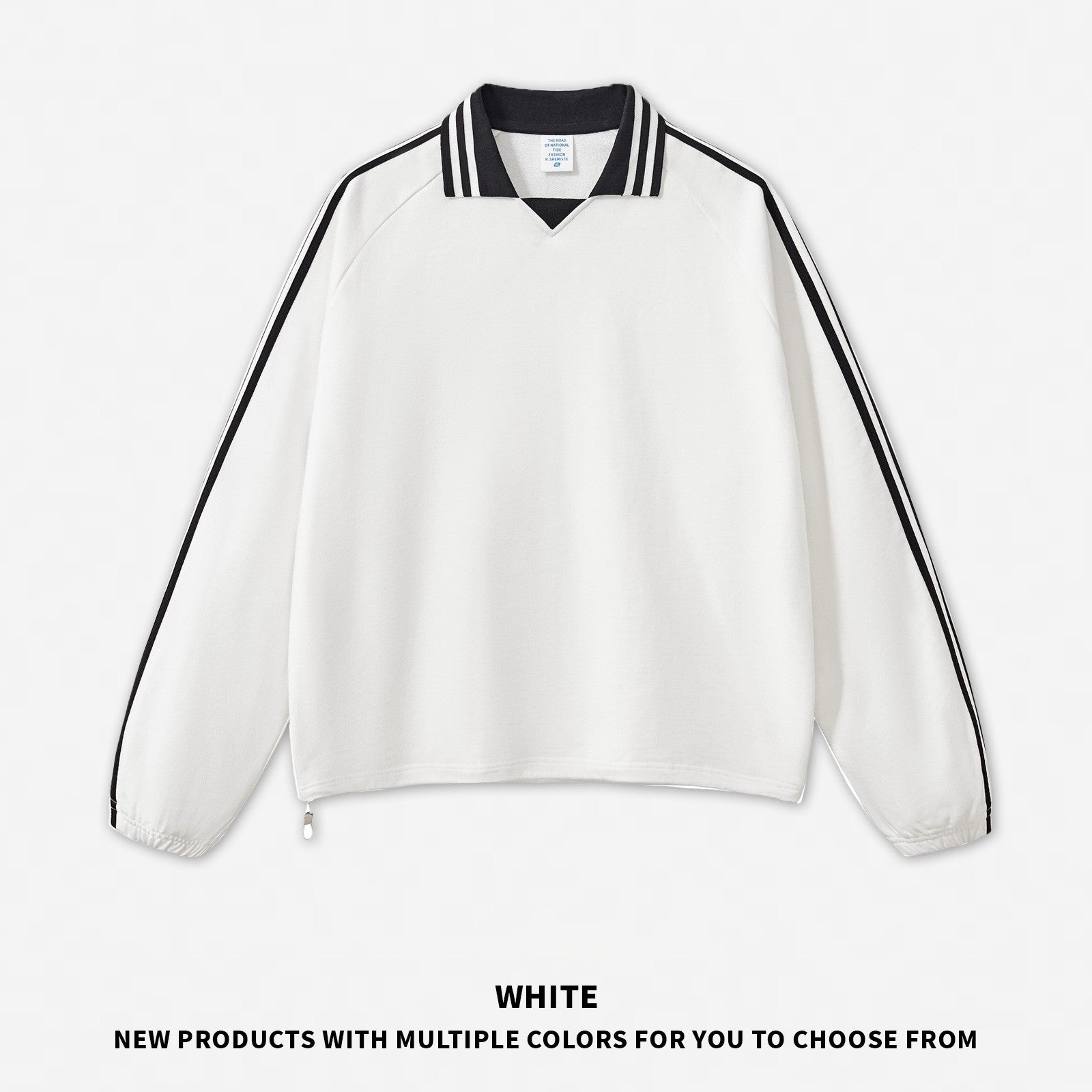 RS Men's Clothing | Cross-border American Striped Pure Cotton Sweatshirt Men's 380G College Style Color Block Turn-down Collar Commuting Men's Sweatshirt 120