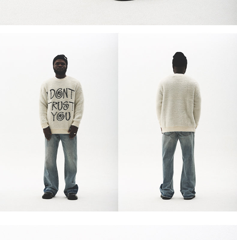 Clearance Sale: UNTILWERICH American Retro Faux Mink Fur Pullover Crew Neck Sweater for Men, Autumn/Winter 142