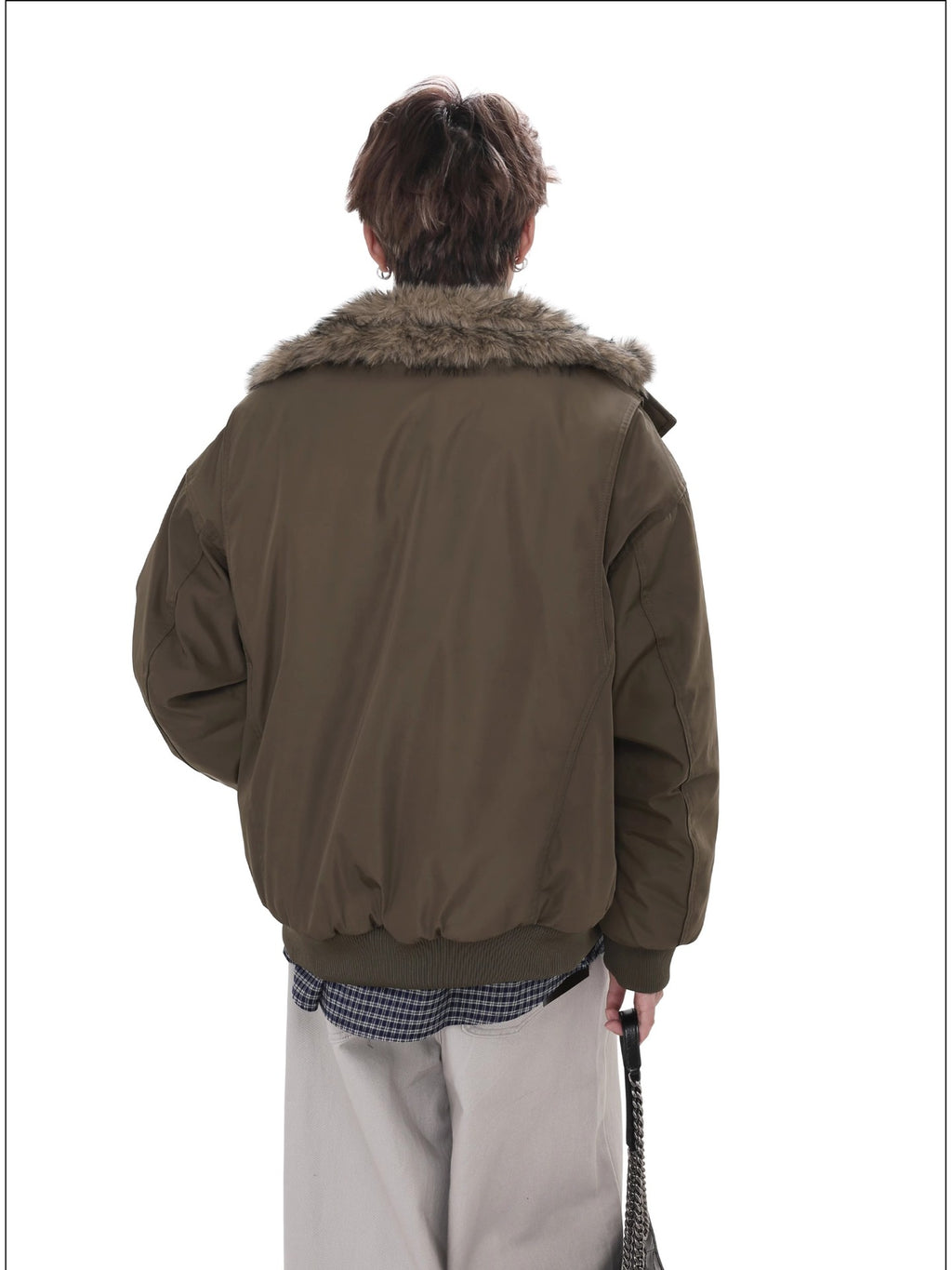 American Style Vintage High Street Mountain Carved Wool Collar Cotton-padded Jacket for Men and Women Couple's Aviator Jacket fleece-lined Warm Cotton-padded Clothes Fashion 162