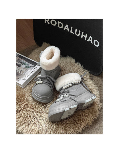 Regular Thick-Soled Bear Plush Winter Snow Boots