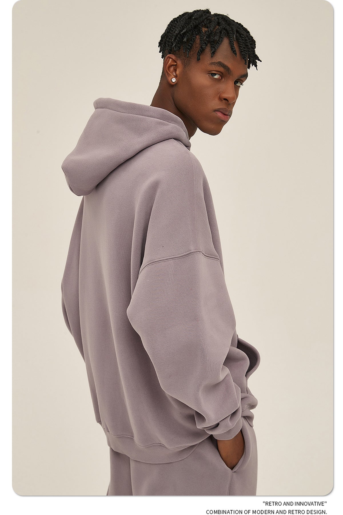 2025 Autumn/Winter New Arrival: Oversized Fleece-Lined Trendy Men's Hoodie and Pants Set 132