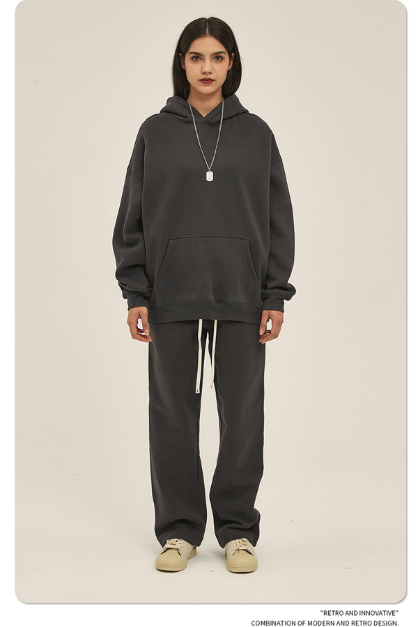 2025 Autumn/Winter New Arrival: Oversized Fleece-Lined Trendy Men's Hoodie and Pants Set 132