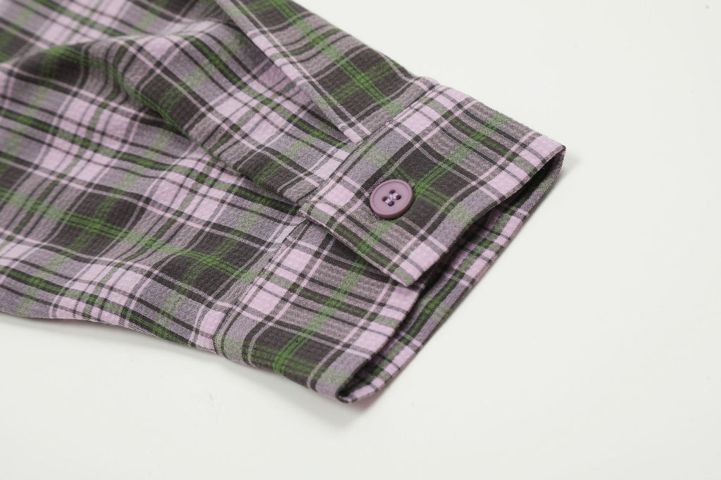 European and American High Street Vintage Craft Plaid Design Flannel Button Long Sleeve Shirt